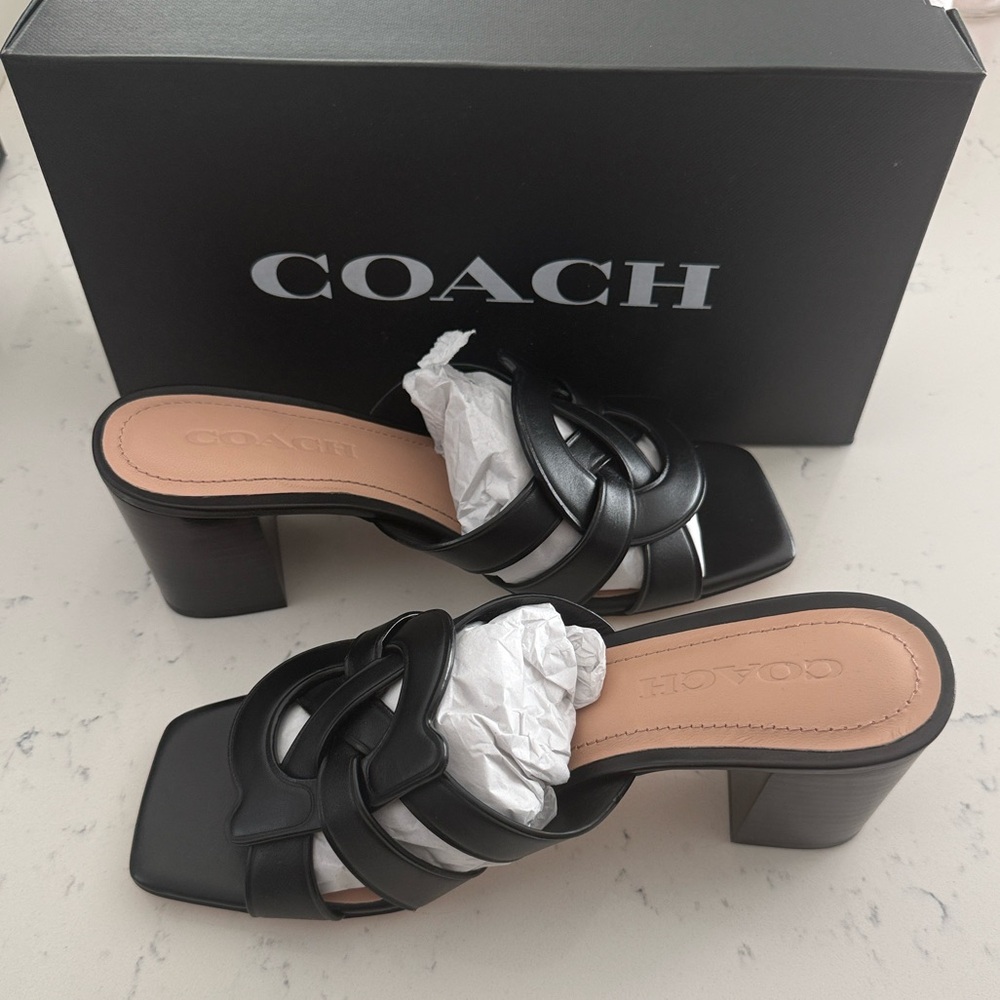 COACH Nikki Leather Sandal Size 7 Black